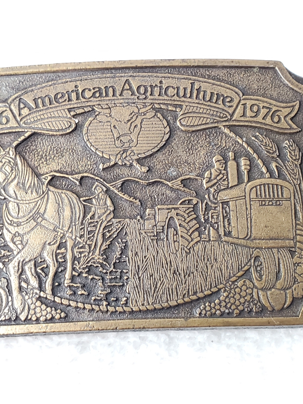 Ortho American Agriculture Bicentennial 1776-1976 Chevron Chemical Belt Buckle